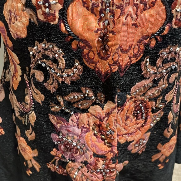Susan Graver Artisan Jacket Blazer Size 4 Tapestry Floral Beaded Snap Buttons - Picture 3 of 5